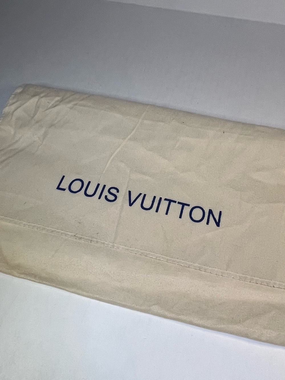 Louis Vuitton Cream Dust Bag with Navy Logo
